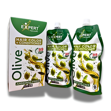 Expert Hair Color + Conditioner – Ammonia-Free Black Hair Dye with Natural Oils , 100% White Hair Coverage , Deep Conditioning Care